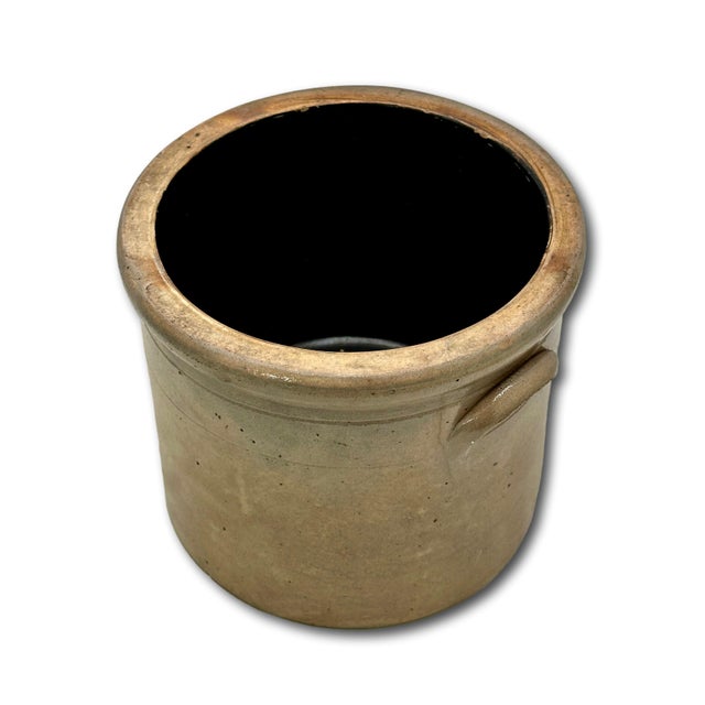 Antique Small 1 Gallon Size American New England Blue Decorated Stoneware Storage Jar - Circa 1870s For Sale - Image 17 of 18