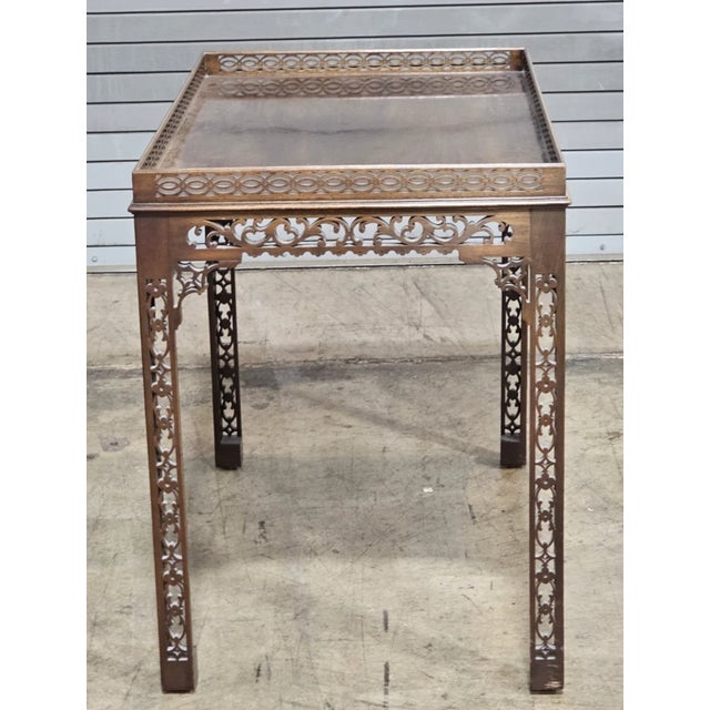Brown Late 20th Century Kittinger Williamsburg Mahogany Chippendale Byrd China Table Cw 192 Rare For Sale - Image 8 of 11