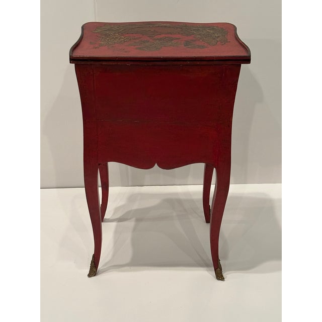 Red & Gold Chinoiserie Antique End Table For Sale - Image 10 of 10