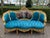 1900 French Artisan Louis XVI Blue Velvet Sofa Set-3 Pc For Sale - Image 6 of 15