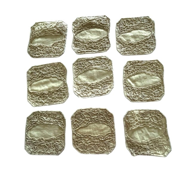 Add a touch of historic elegance and charm to your table settings with this exquisite set of 9 hand-tatted lace wine...