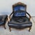 1980s Chateau Dax French Provincial Black Top Grain Leather Lounge Chair & Ottoman For Sale - Image 5 of 10
