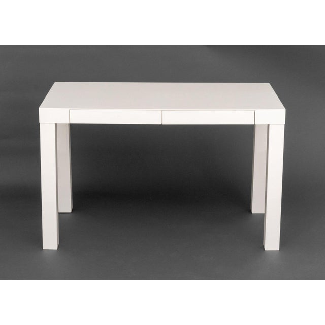 Contemporary Modern White Lacquered Parson's Desk For Sale - Image 3 of 7