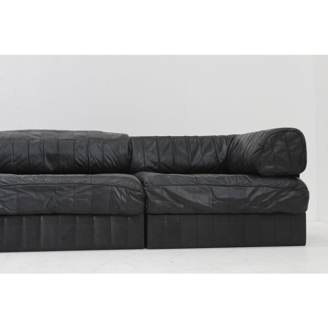 1970s DS 88 Modular Sofa in Black Leather from de Sede, 1970s, Set of 3 For Sale - Image 5 of 15