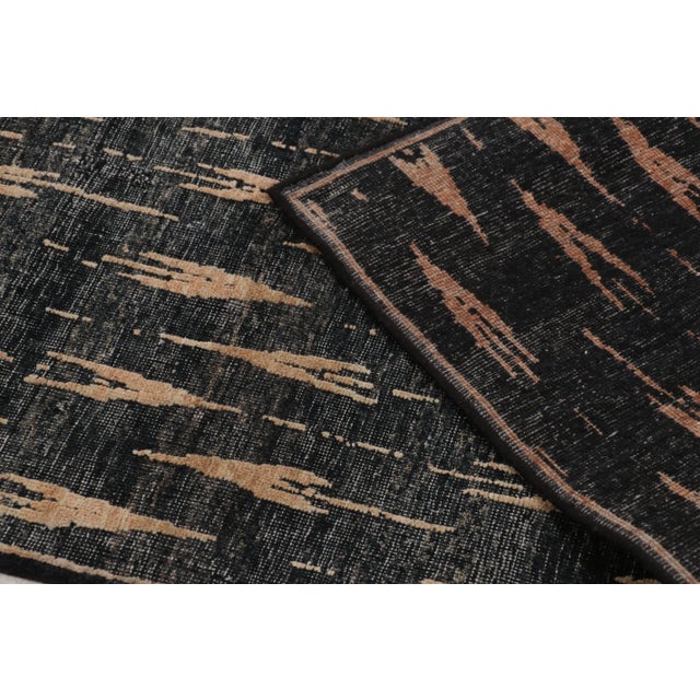 Beige Contemporary Block Print Blue & Brown Natural Silk Rug by Rug & Kilim, India For Sale - Image 8 of 10