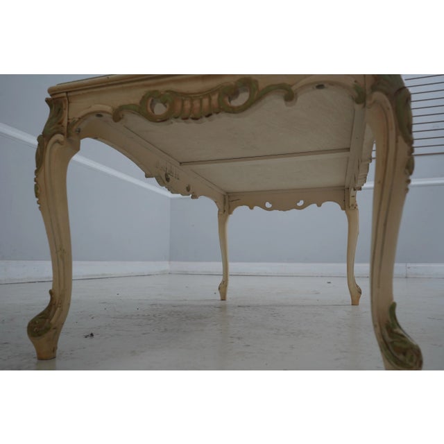 Italian Style Paint Decorated Black Glass Coffee Table For Sale - Image 12 of 12