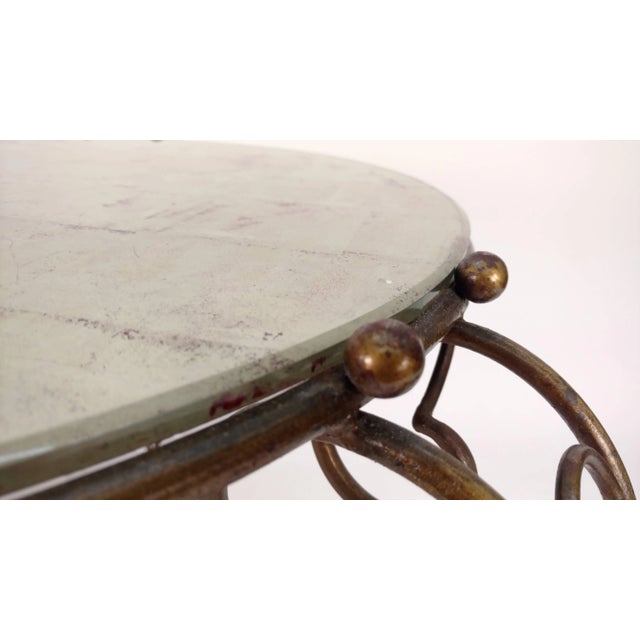 Jean-Charles Moreux Gilt Metal Table and Gold Leaf Glass Top For Sale - Image 4 of 10