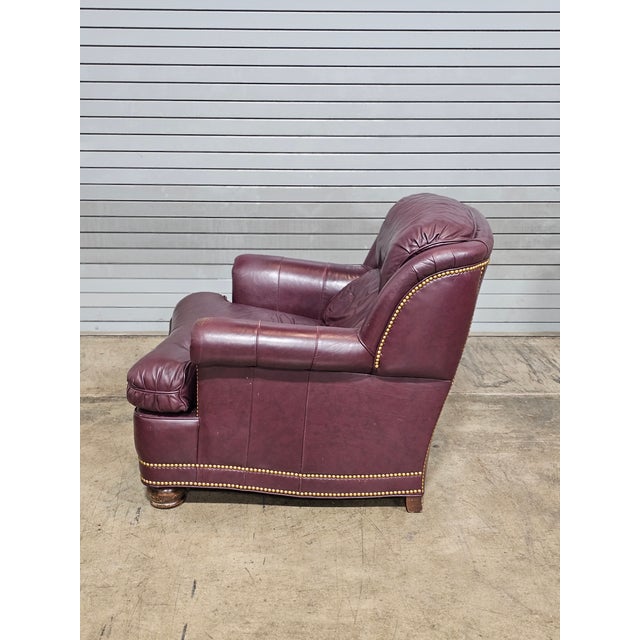 Late 20th Century Hancock & Moore Burgundy Leather Club Chair Arm Chair W Match Ottoman Made in the Usa For Sale - Image 11 of 14