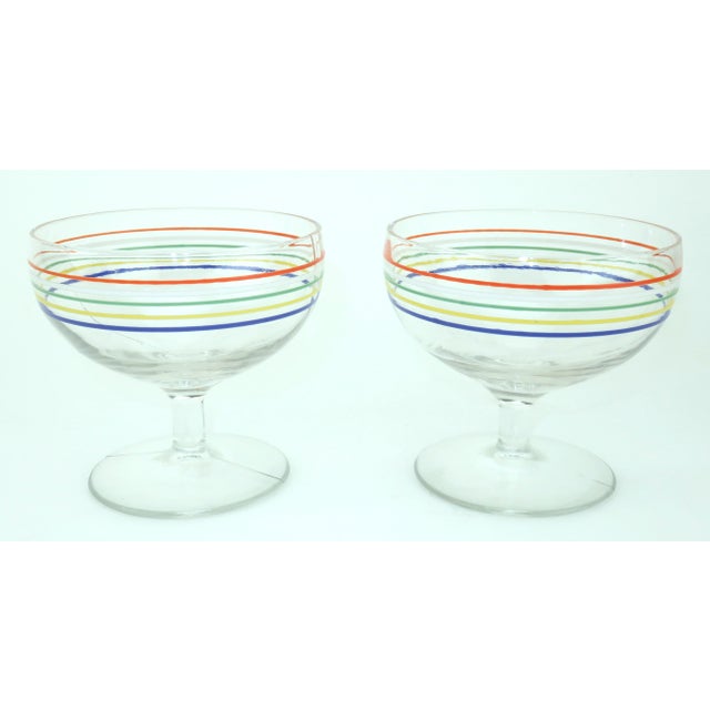 1950's Primary Color Striped Cocktail Sherbet Glasses, Set of 6 For Sale In Atlanta - Image 6 of 10