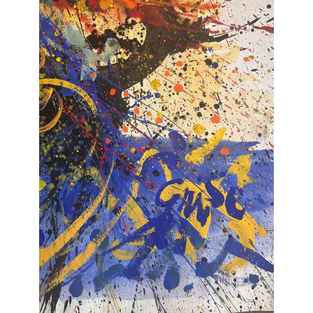 1970s Hendrik Grise Large Abstract Expressionist Mixed Media Painting For Sale - Image 5 of 6