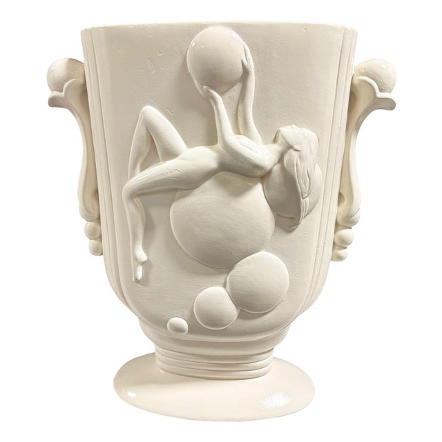 Art Deco Nude Bubble Girl #4600 White Vase by Pacific Pottery For Sale