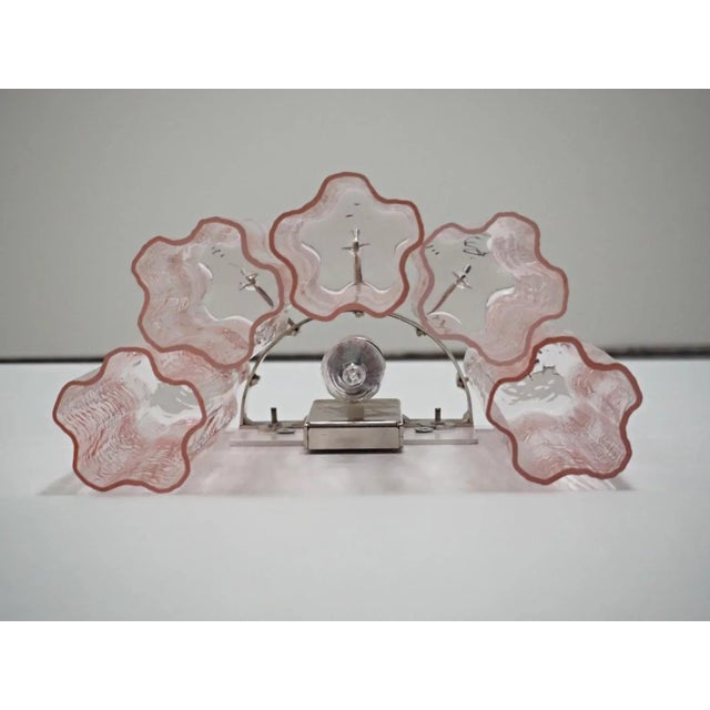 Murano Pink/Rose 5 Rose/Pink Glass Tube Wall Sconces - a Pair For Sale - Image 10 of 11
