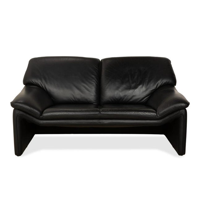 Two-Seater Black Sofa in Leather from Laauser For Sale - Image 14 of 14
