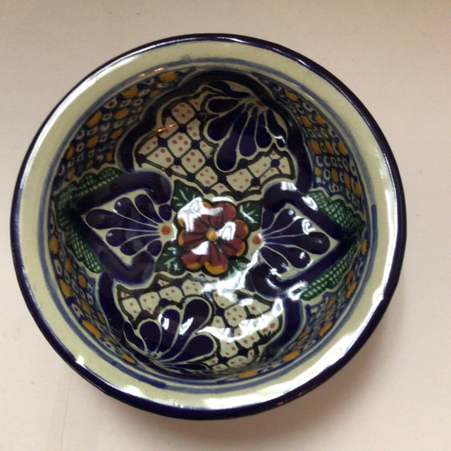 Talavera Salsa or Dip Bowls Hand Painted Mexican Majolica - A Pair For Sale - Image 11 of 13