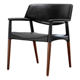 Leather Armchair by Ejnar Larsen and Aksel Bender Madsen for Willy Beck, 1949 For Sale