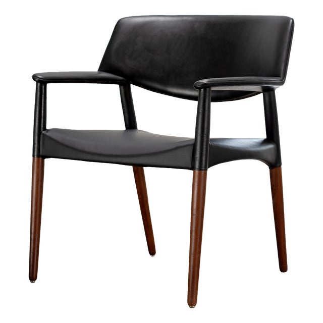 Leather Armchair by Ejnar Larsen and Aksel Bender Madsen for Willy Beck, 1949 For Sale