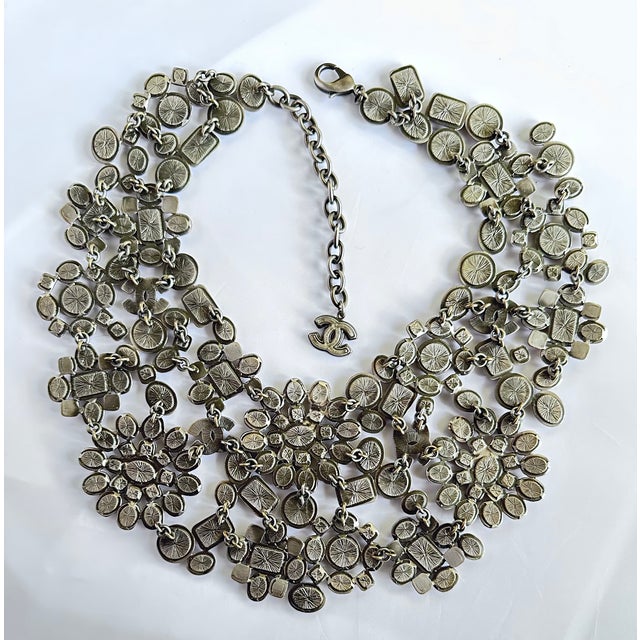2010 Chanel Necklace Cruise Gripoix Goossens CC Double C Bib Collar Runway For Sale In Los Angeles - Image 6 of 12