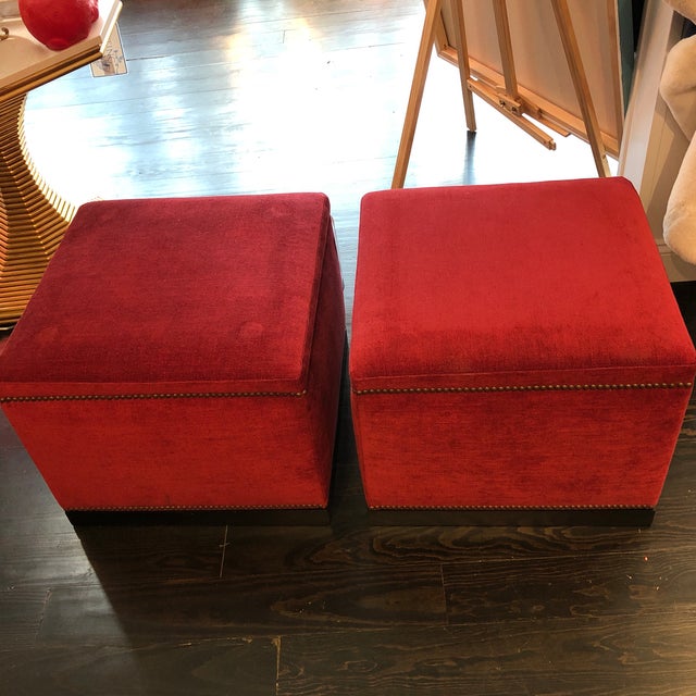Clarence House Nailhead Ottomans - A Pair For Sale - Image 9 of 11