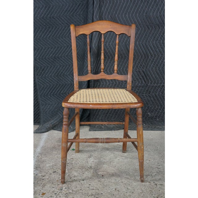2 Antique Victorian Early American Style Maple Spindle Back Side Chairs Pair For Sale - Image 10 of 18