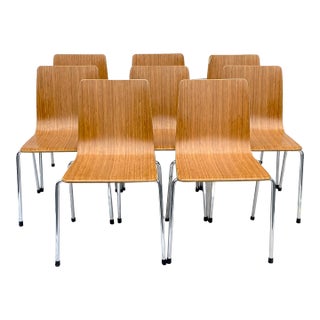 1960s Industrial Molded Plywood Dining Chairs - Set of 8 For Sale