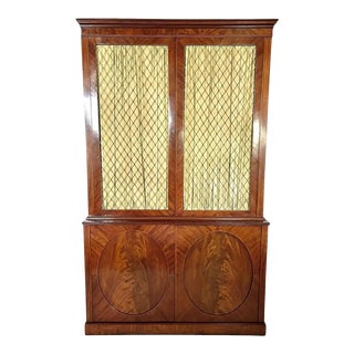 English Regency Mahogany and Satinwood Grille Door Press Cabinet, Circa 1810 For Sale
