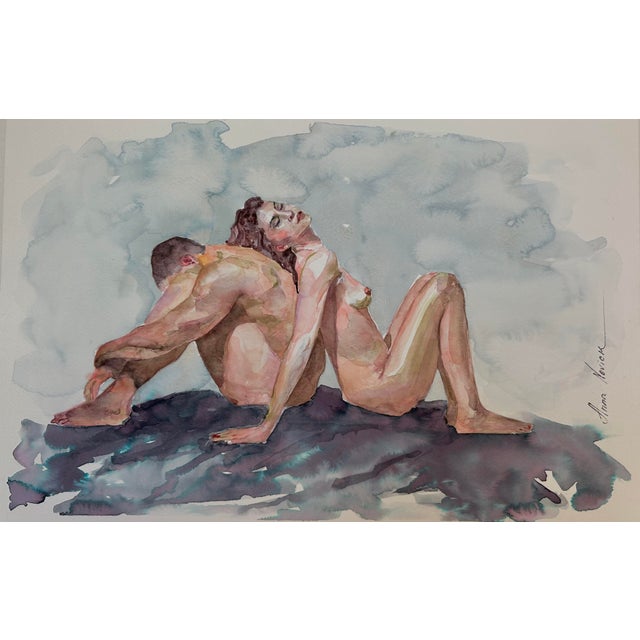“Trust” is one of my most emotionally nuanced works. It is an impressionistic watercolor painting of a nude woman and man...