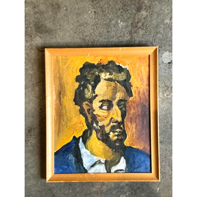 Mid 20th Century Vintage Original Oil Portrait on Canvas For Sale - Image 5 of 12