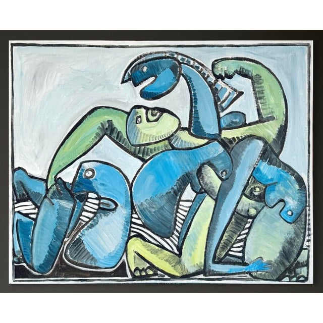 Gundi Falk, Cubist Embrace, Large Acrylic on Canvas, 2000s For Sale - Image 16 of 16