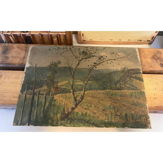 1970s Vintage Hand Painted and Signed Landscape Painting For Sale - Image 5 of 8