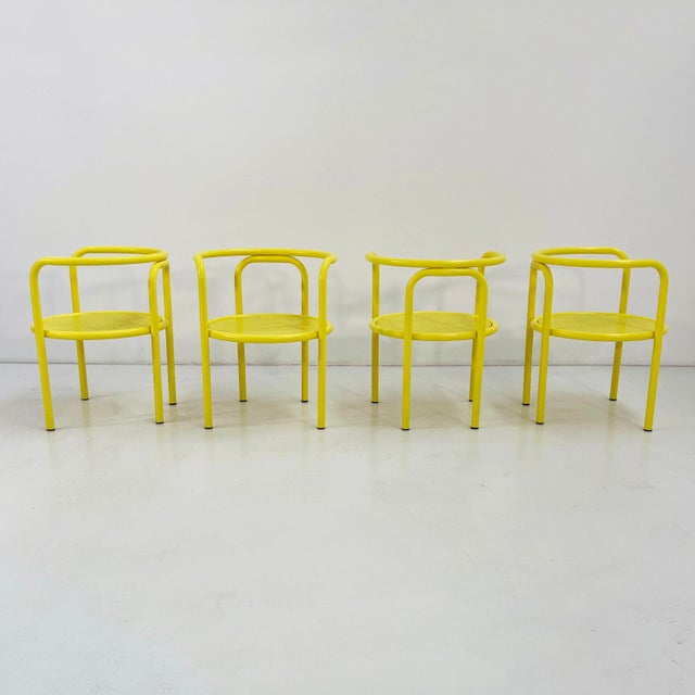 Yellow Locus Solus Chairs by Gae Aulenti for Poltronova, 1960s, Set of 4, in Good conditions. Designed 1960 to 1969 This...