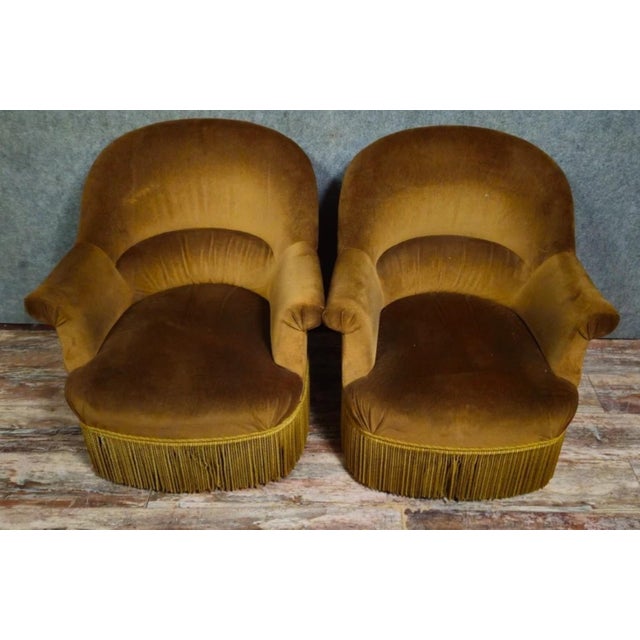 Textile 20th Century Velvet Toadstool Armchairs For Sale - Image 7 of 9