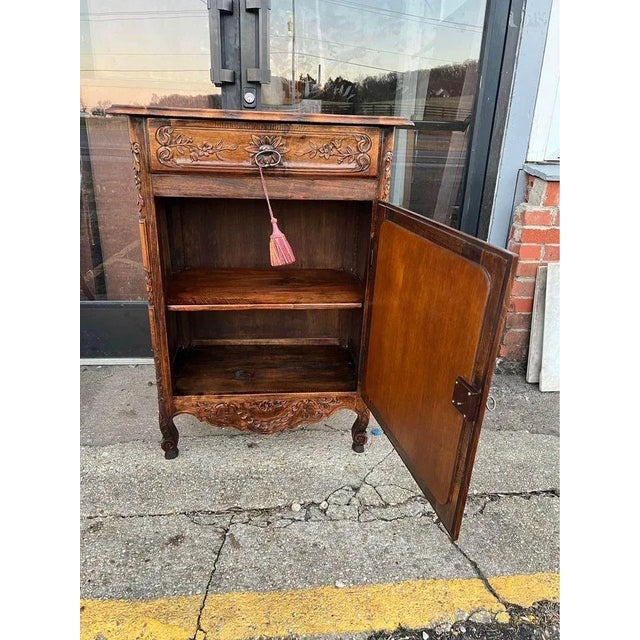 Wood Early 20th Century Antique Louis XV Style Walnut Side Cabinet With Key For Sale - Image 7 of 12