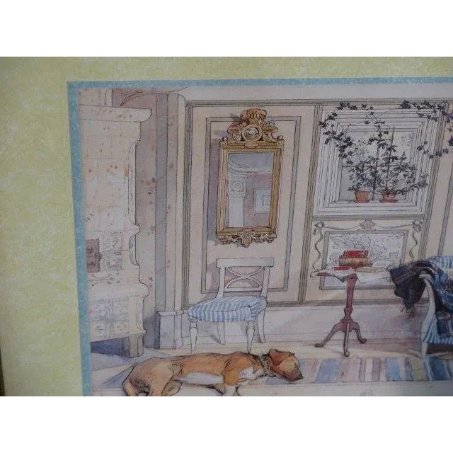 1990s Framed & Matted Decorative Print Living Room Scene Reproduction For Sale In Philadelphia - Image 6 of 8