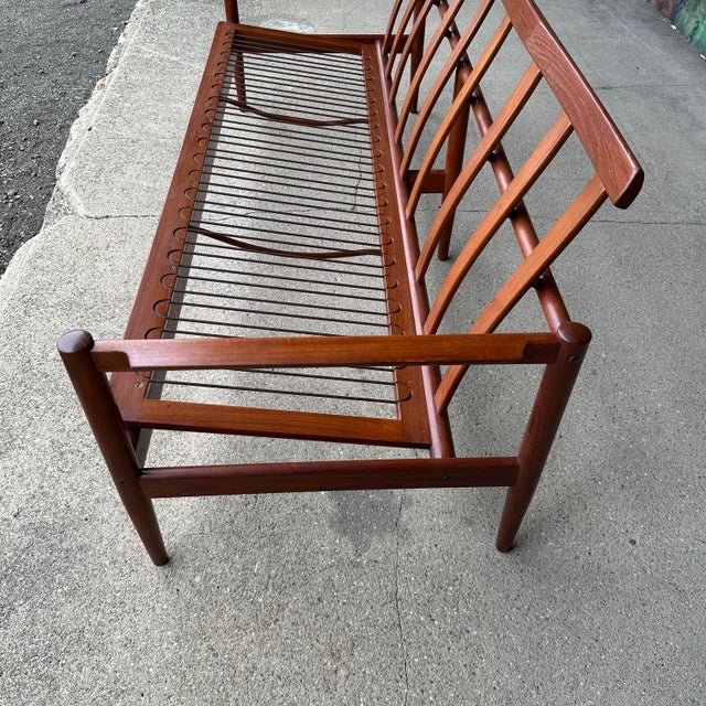 Red Borge Jensen Danish Modern Teak Sofa Reupholstered Cushions For Sale - Image 8 of 12