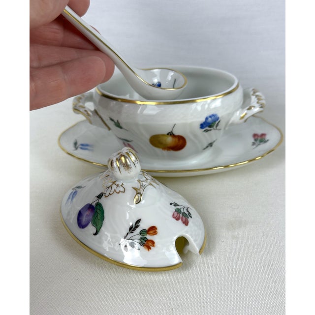 Richard Ginori 1980s Richard Ginori Perugia Mustard Pot - Condiment Pot With Spoon For Sale - Image 4 of 7