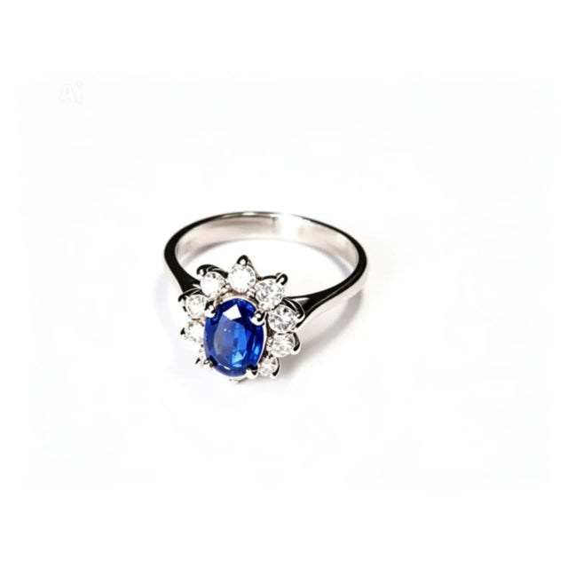 Traditional Late 20th Century 14K White Gold Sapphire Diamond Engagement Ring Estate, Size 7 For Sale - Image 3 of 3