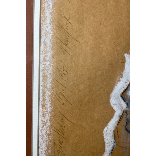 1990s Original Hett Mixed Media Pastel Acrylic Ink Drawing Painting Lady Pop Portrait For Sale - Image 9 of 15