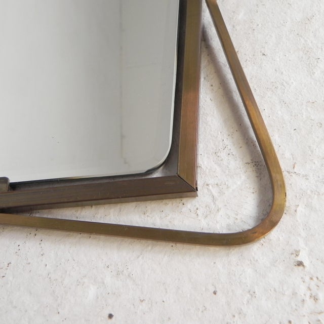 Gold Vintage Faceted Mirror in Brass Frame, 1950s For Sale - Image 8 of 10