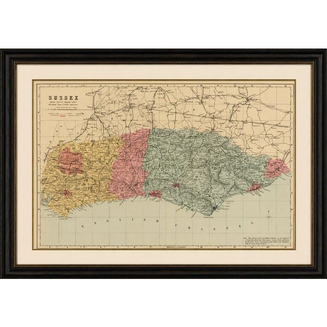 Paper Antique Sussex Map by Edward Weller, 1885 For Sale - Image 7 of 11