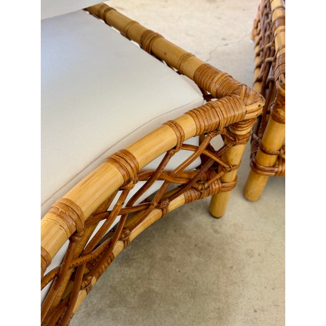 Mid 20th Century Mid-Century Rattan Three-Piece Curved Sectional Sofa With New Sunbrella For Sale - Image 5 of 12