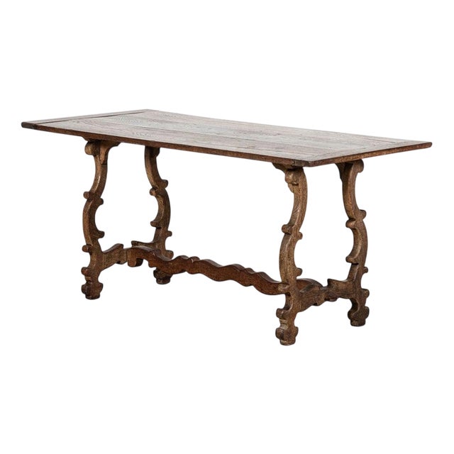 19th Century Spanish Oak Trestle Table, 1800s For Sale