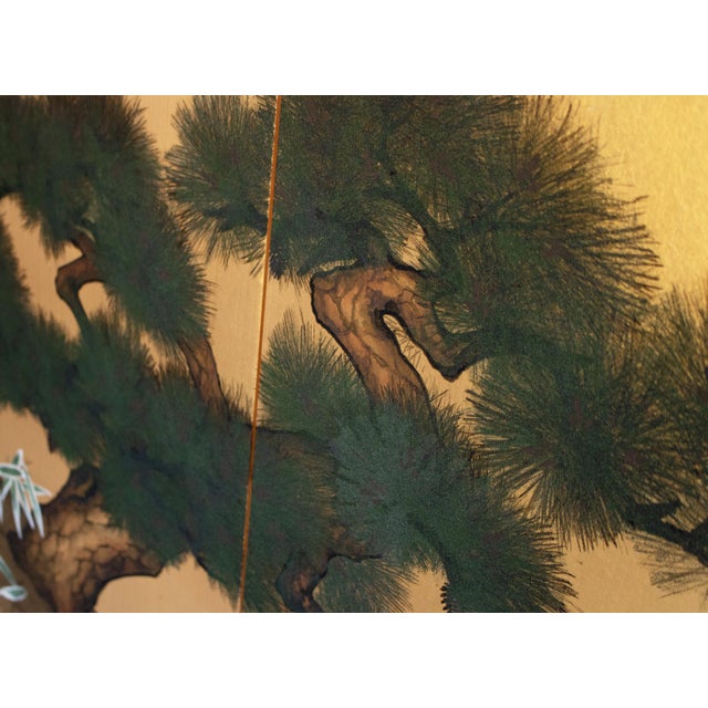 1960s "Evergreen Pine Tree", Shōwa Era Japanese Byobu Screen For Sale - Image 11 of 18