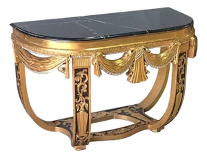 Art Deco Gilt & Polychromed Marble Top Console in the Style Sue et Mare