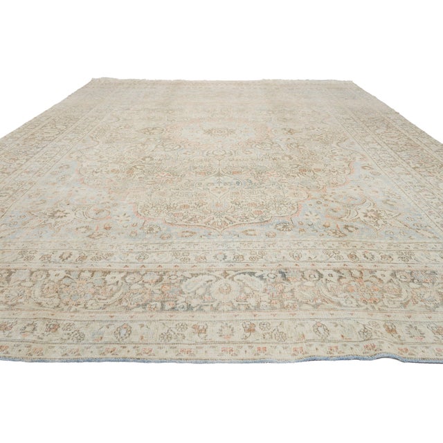 Rustic Antique Persian Mashhad Rug, 09'02 X 12'03 For Sale - Image 3 of 10