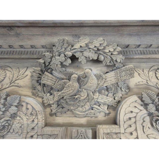 Norman Wedding Armoire in Stripped Oak with Dove-Adorned Pediment For Sale - Image 6 of 12