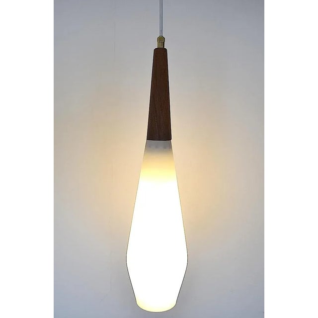 Brown Scandinavian Opaline Glass Pendant Lamp, 1960s For Sale - Image 8 of 13