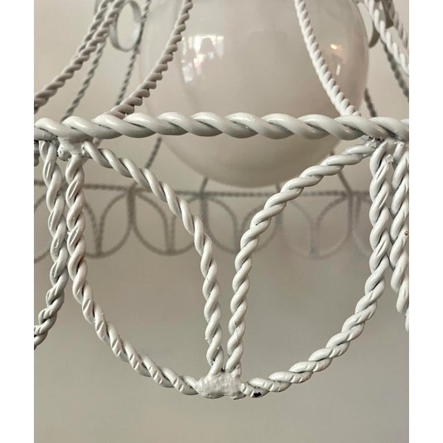 Mid 20th Century Mid 20th Century Mid Century Modern White Twisted Metal Pendant Light For Sale - Image 5 of 13