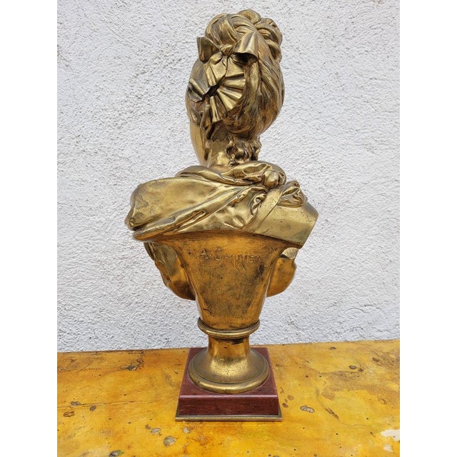 A Carrier, Bust of a Woman, 19th Century, Bronze on Marble For Sale - Image 16 of 18