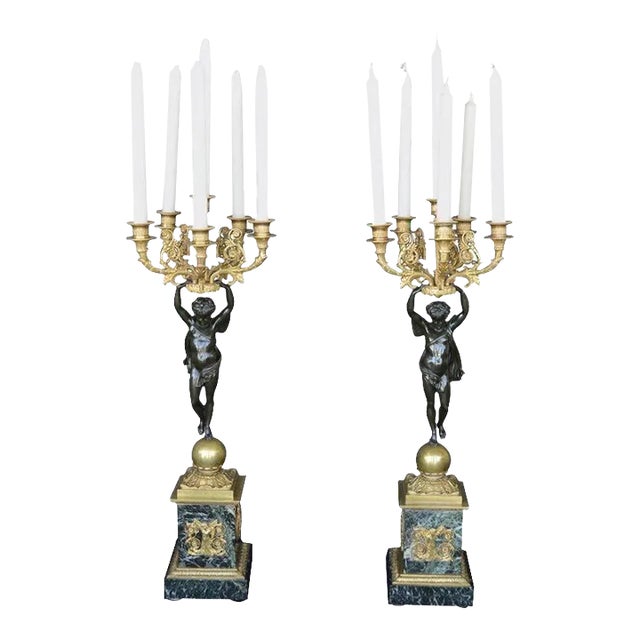 Pair of Late 19th Century Empire Style Candelabras For Sale