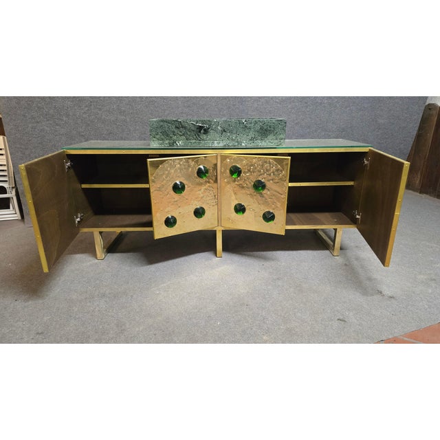 Brass Vanity Table with Murano Glass Inlays and Marble Sink from Justfurnituress SRL For Sale - Image 15 of 18